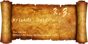 Kripkó Zalán névjegykártya